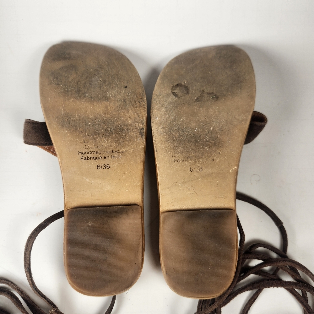 JEFFREY CAMPBELL Women's Sandal Size 36 / 6 Handmade Leather Rawhide Boho Shoe - Picture 9 of 11